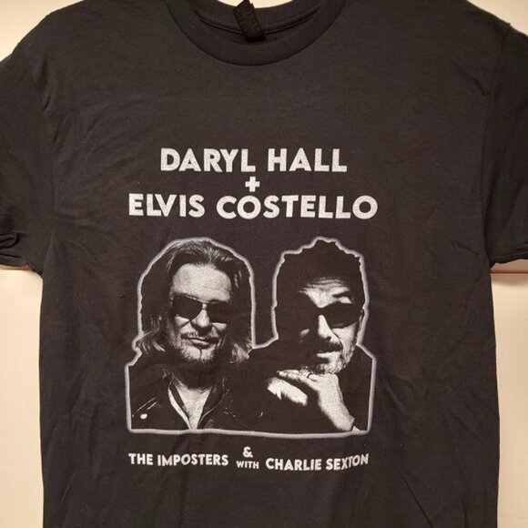 Daryl Hall & Elvis Costello 2024 Black Tour Shirt - Picture 1 of 2